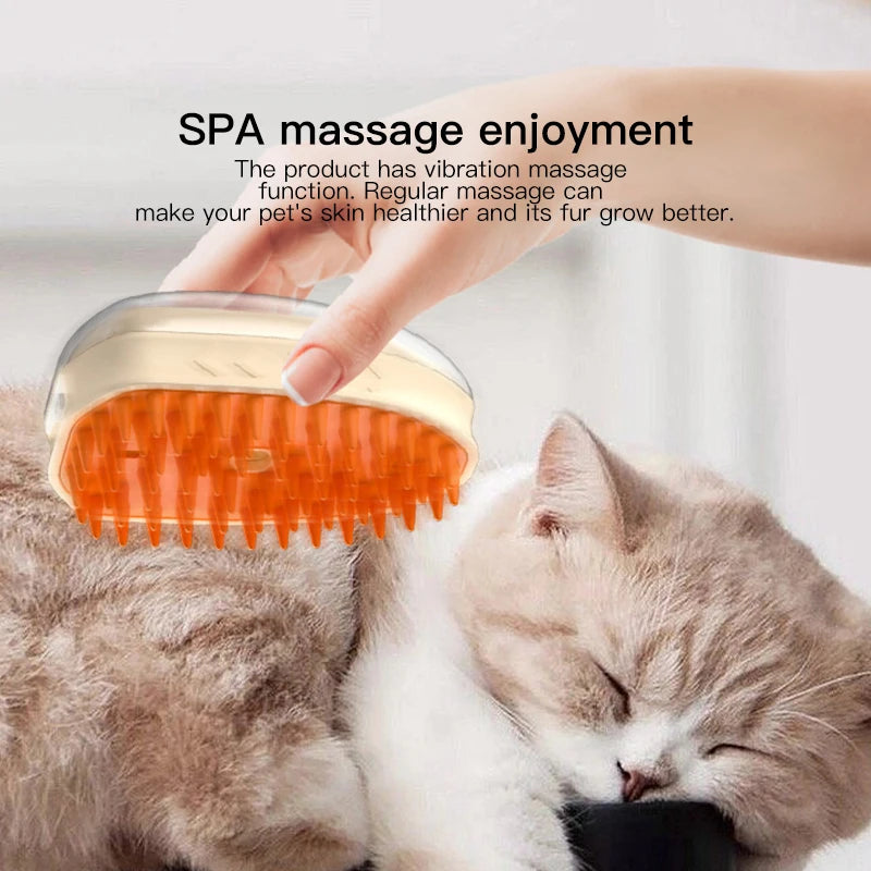 Newly Upgraded 4-in-1 Rechargeable Eco-friendly ABS Steam Brush Effective Dog Massage Hair Removal Cleaning Water Spray