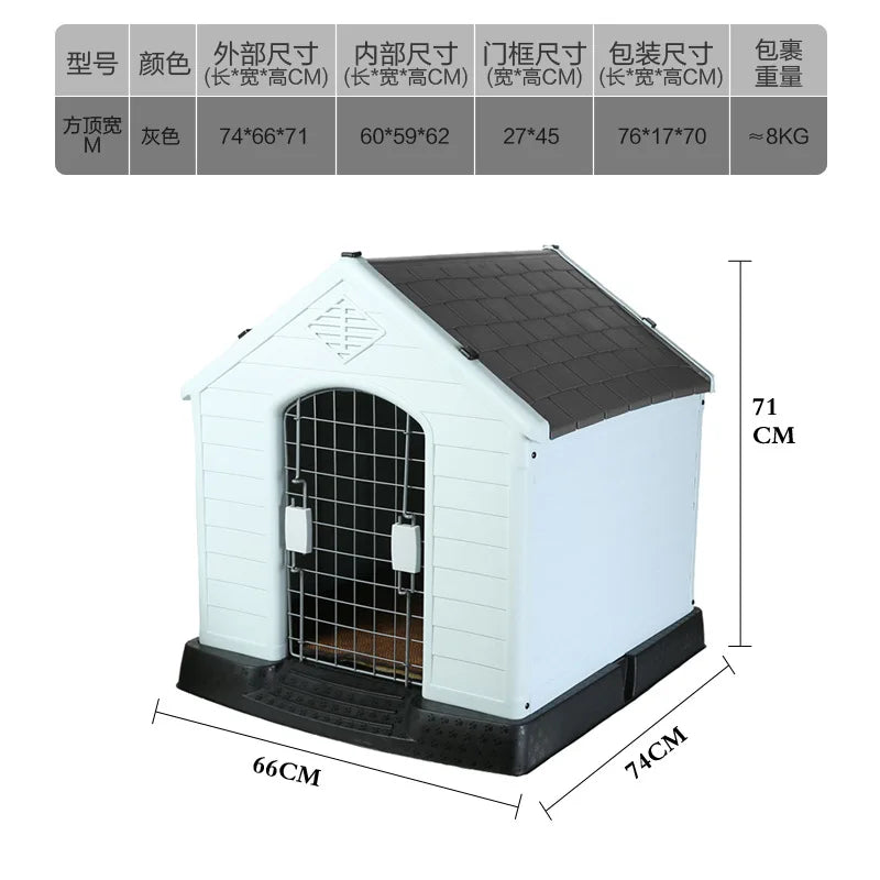 Large Sturdy Dog House with Easy Assembly Print Pattern Large Plastic, Waterproof  Large Dog Cage Enclosure for Outdoor Garden