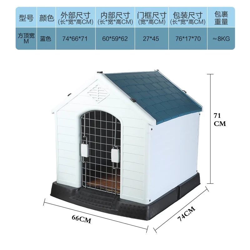 Large Sturdy Dog House with Easy Assembly Print Pattern Large Plastic, Waterproof  Large Dog Cage Enclosure for Outdoor Garden