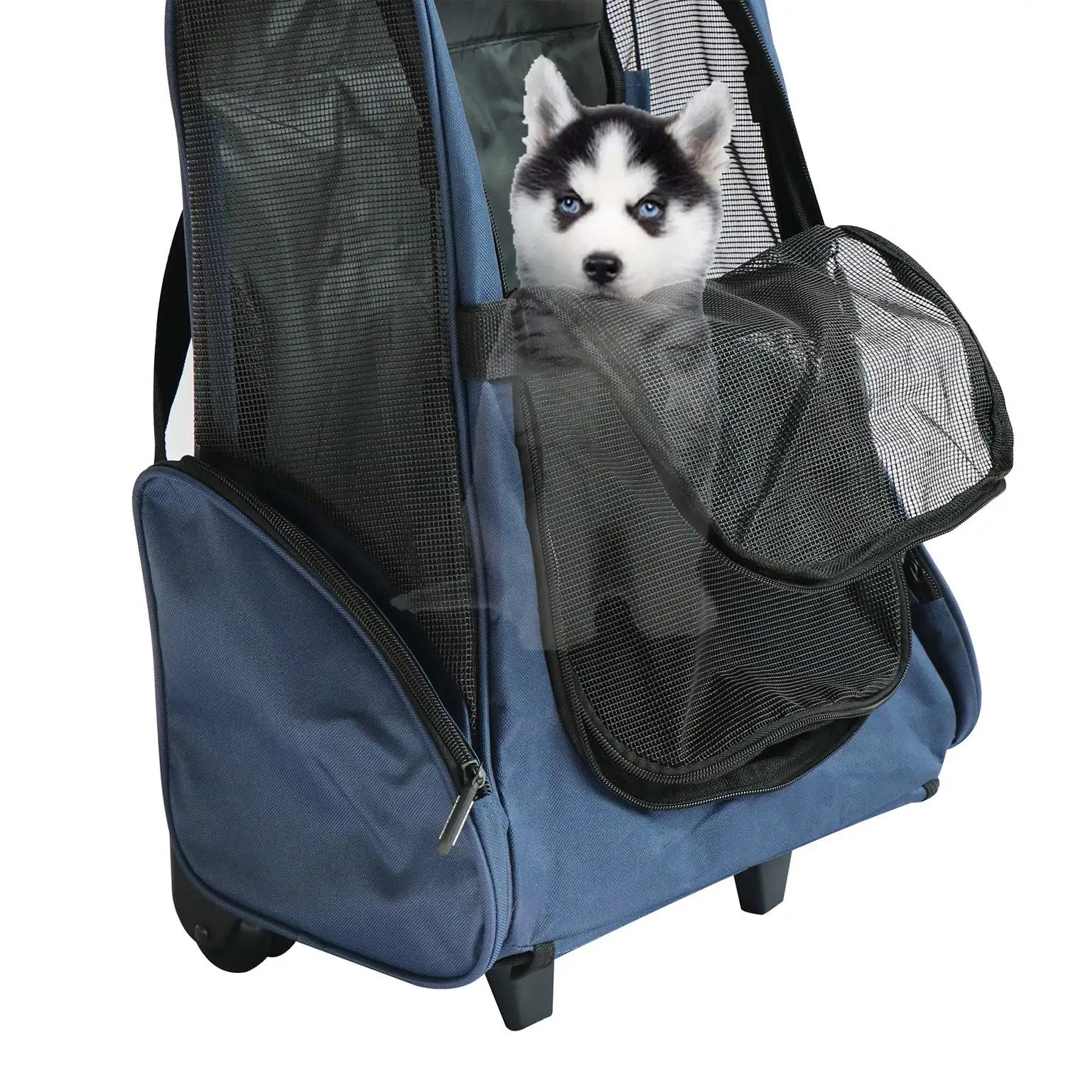 Airline Approved 4-In-1 Pet Travel Backpack Nylon Dog Carrier with Wheels for Hiking and Travel Zipper Closure Animal Pattern