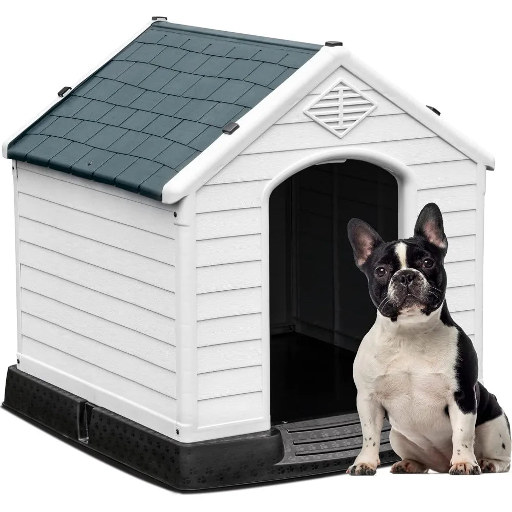 Large Sturdy Dog House with Easy Assembly Print Pattern Large Plastic, Waterproof  Large Dog Cage Enclosure for Outdoor Garden