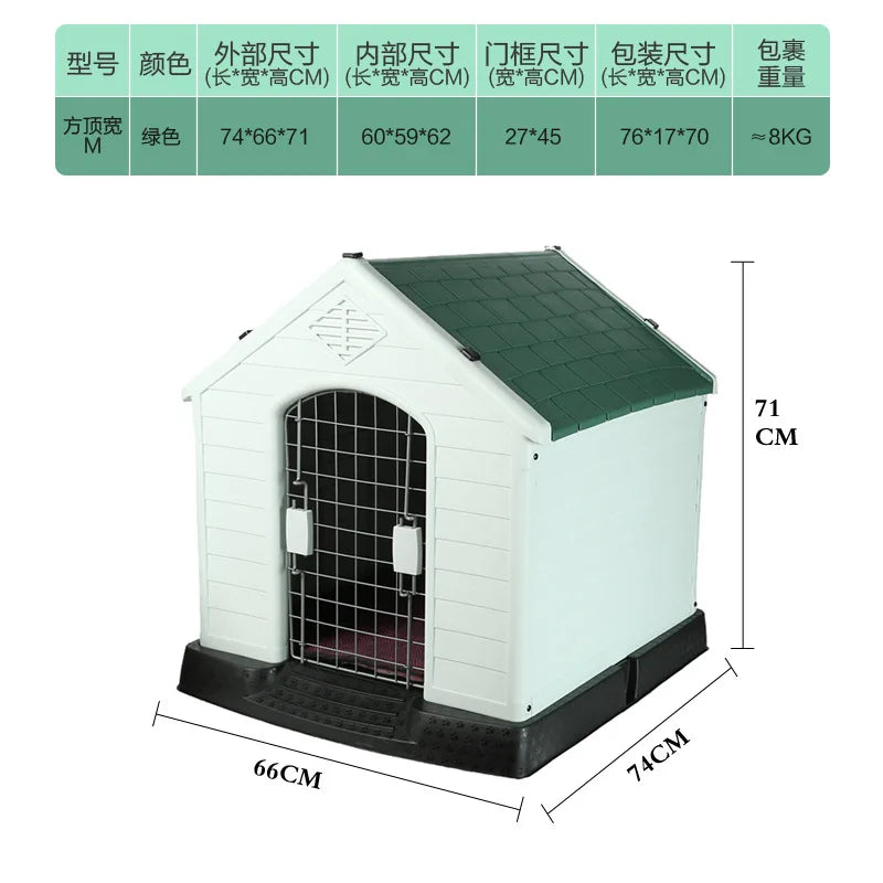 Large Sturdy Dog House with Easy Assembly Print Pattern Large Plastic, Waterproof  Large Dog Cage Enclosure for Outdoor Garden