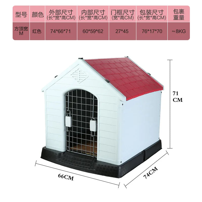 Large Sturdy Dog House with Easy Assembly Print Pattern Large Plastic, Waterproof  Large Dog Cage Enclosure for Outdoor Garden