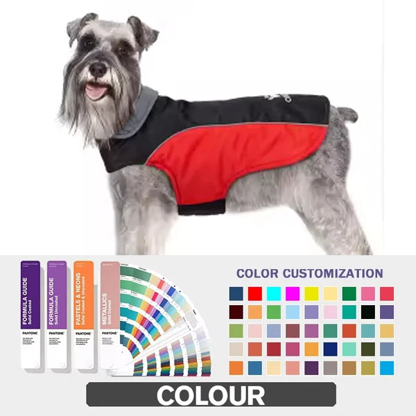 Red Black Duplex Lightweight Comfortable Windproof Dog Jacket Flexible Adjustable Size Waterproof Warm Dog Raincoat