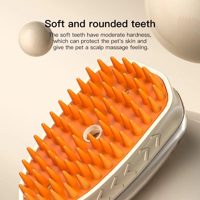 Newly Upgraded 4-in-1 Rechargeable Eco-friendly ABS Steam Brush Effective Dog Massage Hair Removal Cleaning Water Spray