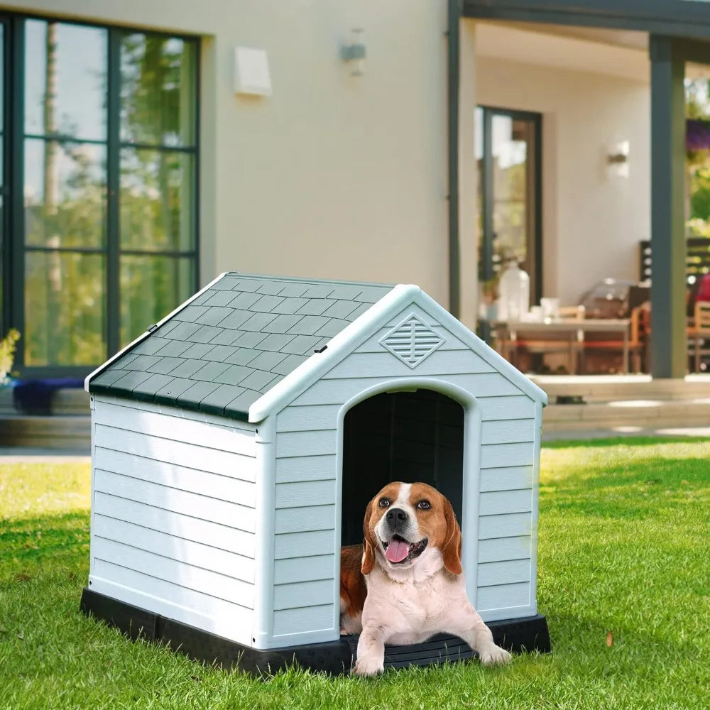 Large Sturdy Dog House with Easy Assembly Print Pattern Large Plastic, Waterproof  Large Dog Cage Enclosure for Outdoor Garden