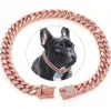 Luxury Bling Artificial Diamond Metal Chain Heavy Pitbull Bulldog Cuban Chain Collar Dog Collars Dog Cuban Link