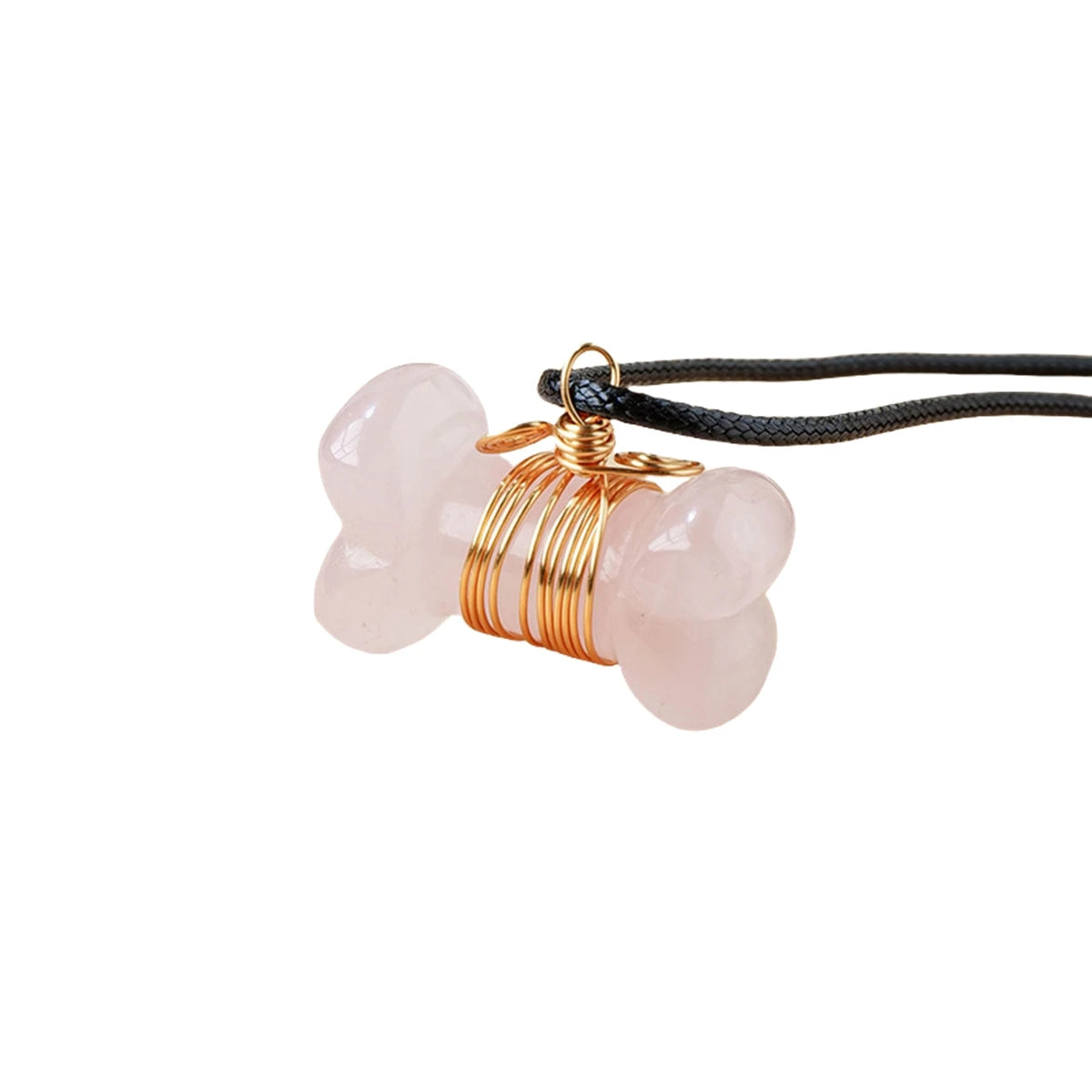 Wholesale Natural Stone Dog Bone Pendant Mini Handmade Carved Crystal Bone Healing Crystal Wire Wrapped Necklace Charm