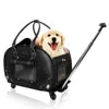 Airline Approved 4-In-1 Pet Travel Backpack Nylon Dog Carrier with Wheels for Hiking and Travel Zipper Closure Animal Pattern