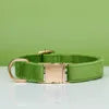 Wholesale Luxury Velvet Dog Collar Leash Set Solid Color with Cartoon Style Heavy Duty Metal Buckle Adjustable All Seasons
