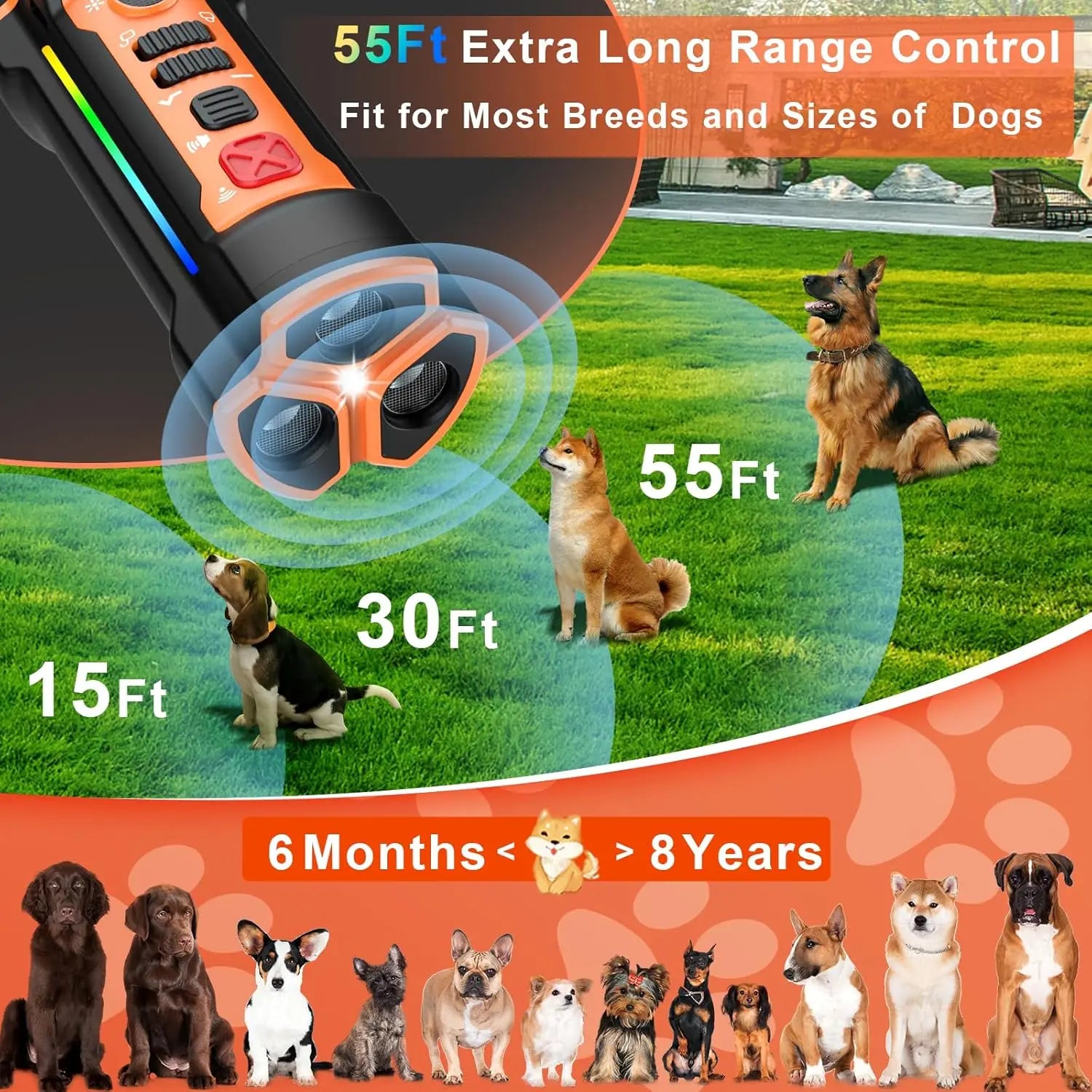 New 3 in 1 Ultrasonic Dog Repeller Training No Dog Noise Anti Barking Device Ultrasonic Sound Bark Control