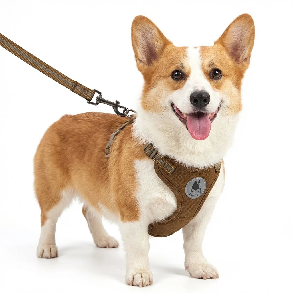 Breathable Mesh Dog Harness Kit with Floral Print, Adjustable Vest for Walking Training - Reflective Strips