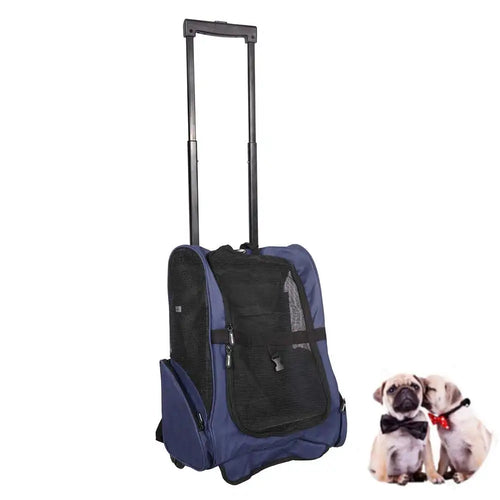 Airline Approved 4-In-1 Pet Travel Backpack Nylon Dog Carrier with Wheels for Hiking and Travel Zipper Closure Animal Pattern