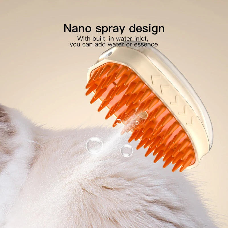 Newly Upgraded 4-in-1 Rechargeable Eco-friendly ABS Steam Brush Effective Dog Massage Hair Removal Cleaning Water Spray