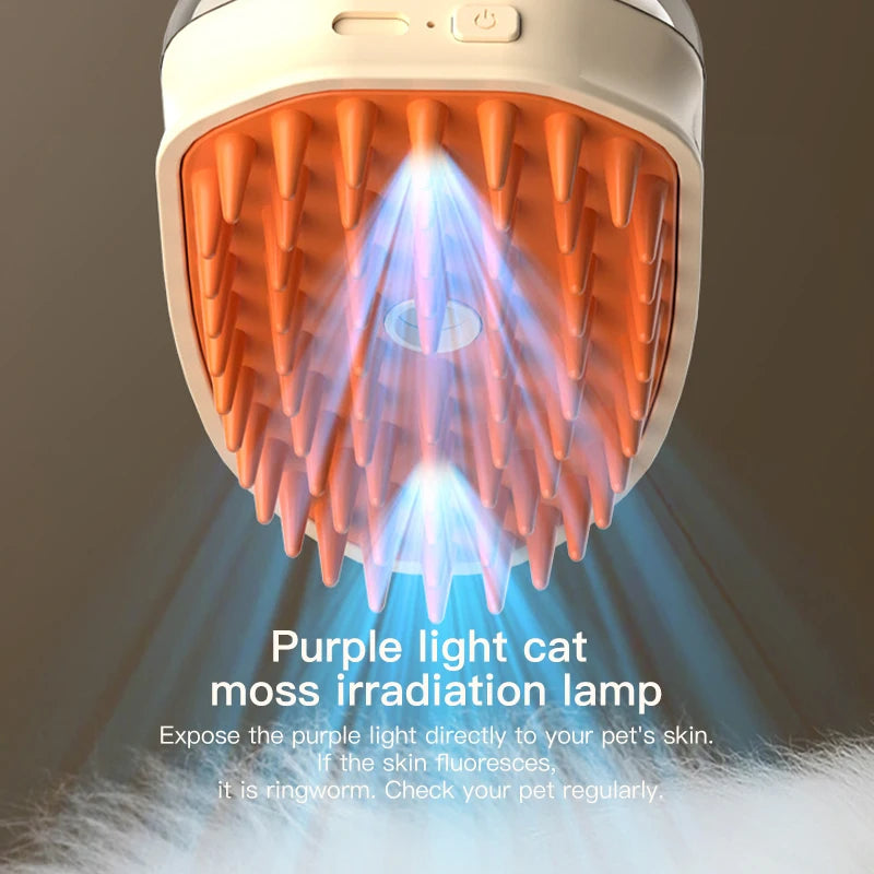 Newly Upgraded 4-in-1 Rechargeable Eco-friendly ABS Steam Brush Effective Dog Massage Hair Removal Cleaning Water Spray