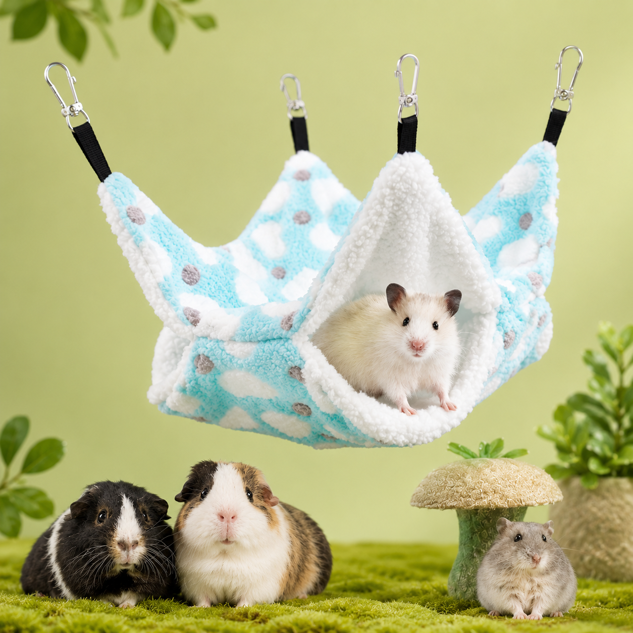 Hamster Hammock Small Pet Hanging Bed Double Warm Thickened Honeybug Flying Squirrel Guinea Pig Hammock Pet Cage Accessories