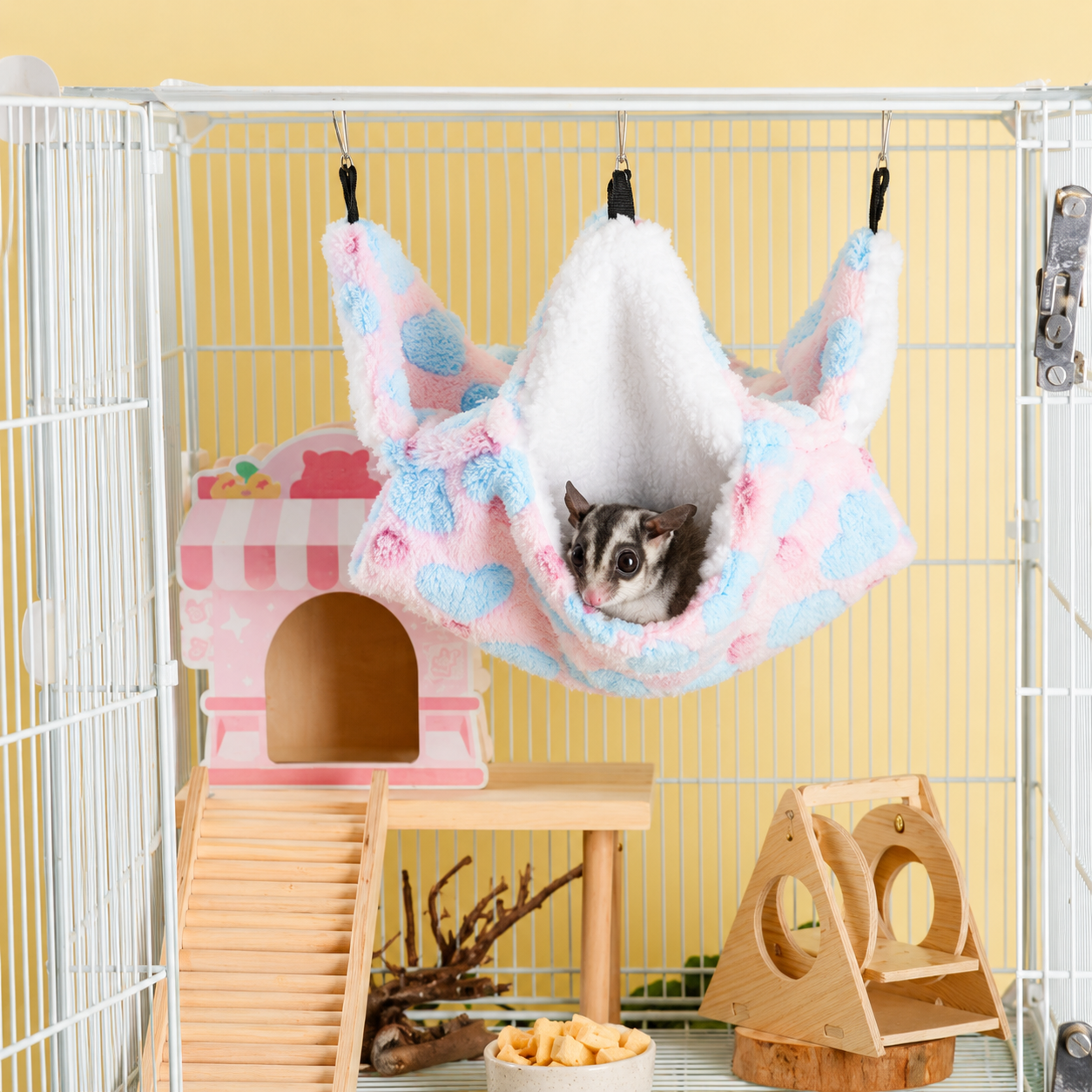 Hamster Hammock Small Pet Hanging Bed Double Warm Thickened Honeybug Flying Squirrel Guinea Pig Hammock Pet Cage Accessories