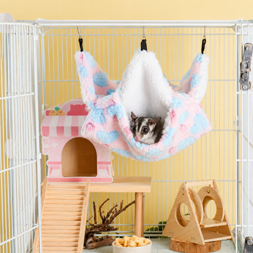 Hamster Hammock Small Pet Hanging Bed Double Warm Thickened Honeybug Flying Squirrel Guinea Pig Hammock Pet Cage Accessories