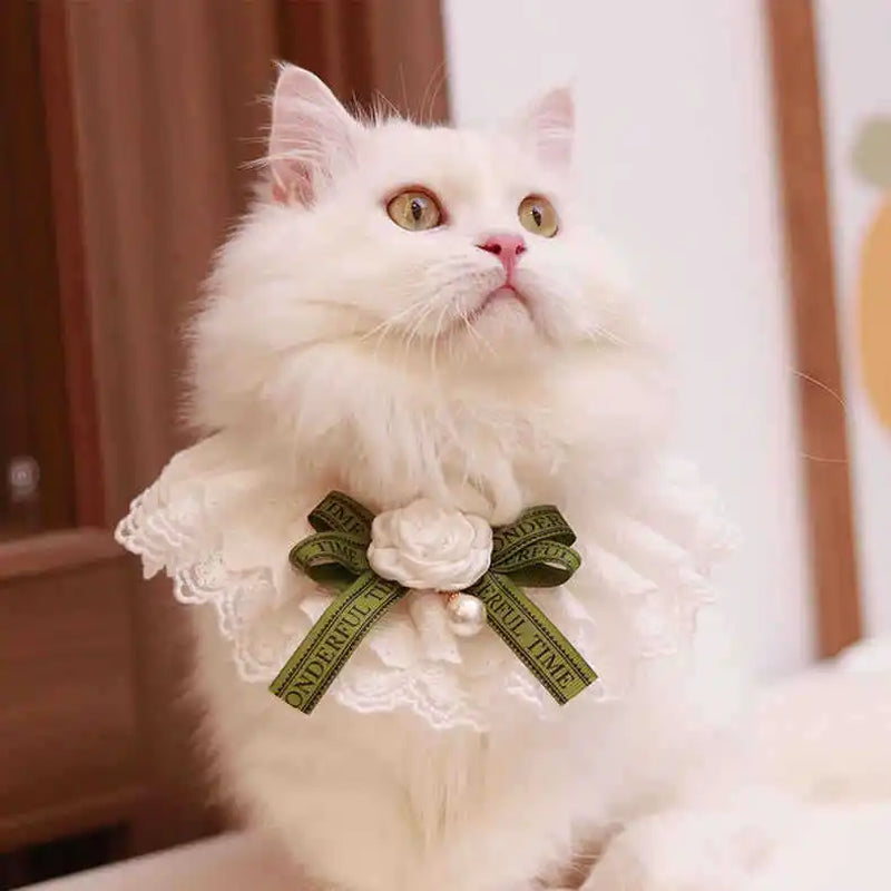 Pearl Dog Collar Jewelled Silk Wedding Cat Puppy Ribbon Scarf Pendant Pet Bows Necklace Satin New Kitten Accessories Bowtie Gift